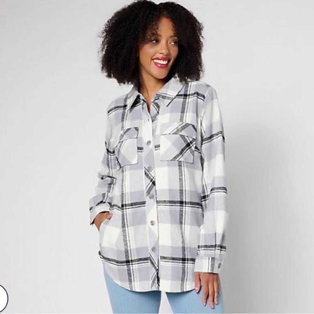 Belle by Kim Gravel Mad for Plaid Sherpa Lined Shacket 1X NEW